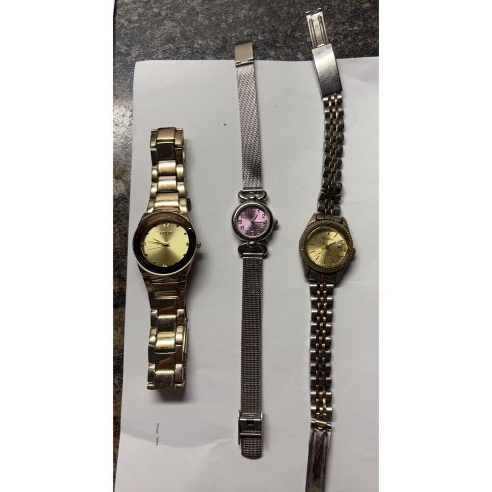 Assorted Wrist Watches Lot Of 3 Folio Fossil Gruen and Victoria Rhein